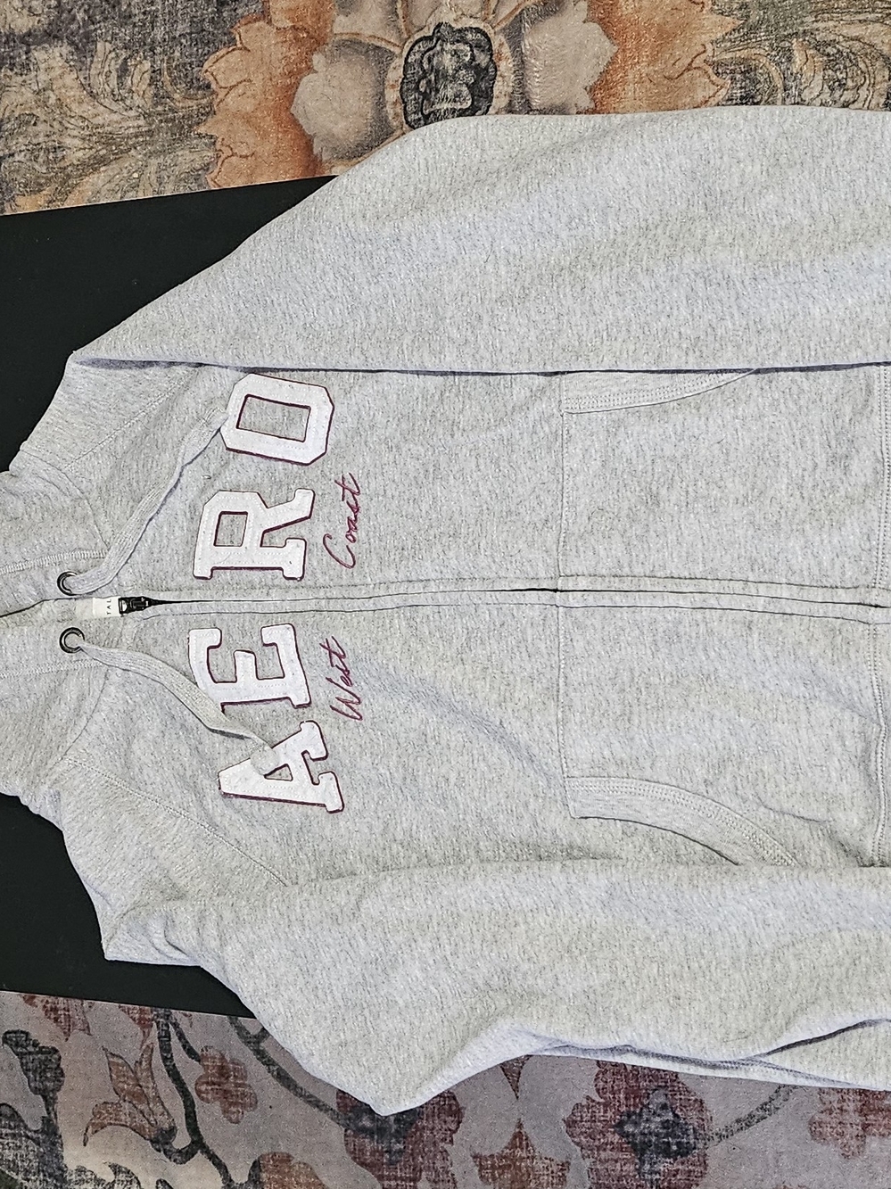 Aeropostale Light Gray Zip-Up Hoodie with Pink Accent